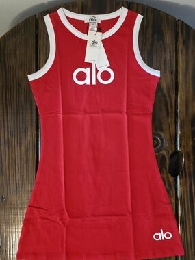 ALO Yoga Red and White Sleeveless Mini Dress XS-2XL